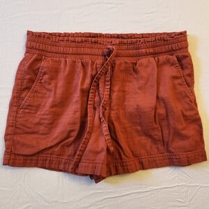 Loft Women's Cotton Drawstring Shorts 4" Elastic Waist Burnt Orange Medium